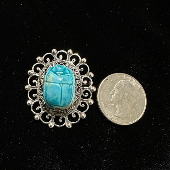 Sterling Turquoise Pin/Pendant - Picture 3 of 4